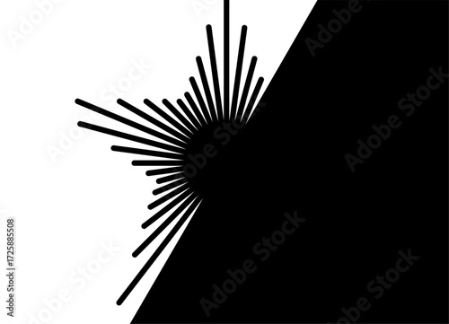 Transition from black to white. Abstract star of thin black lines on a white background. Vector pattern. design element. Modern striped background.