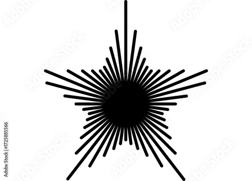 Abstract Black star on white background. Vector pattern from lines. design element. Modern striped background with round place for text.