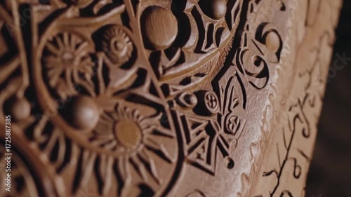 Solstice Symbols Carved in Wood for Spiritual Craftsmanship