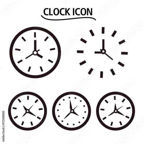 5 SET Clock countdown icon in flat style. Time chronometer vector illustration on white isolated background. Clock business concept