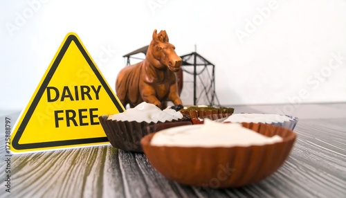 Dairy-free treats on a wooden surface