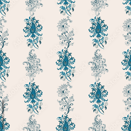 Vector Hand drawn colourful geometric flowers Motifs African boho paisley, seamless patterns with floral for fabric Ethnic Indian Pattern, textiles, clothing, wrapping paper, backdrop, banner.
