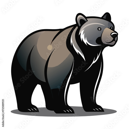 Powerful Grizzly Bear Illustration: Majestic, Dark-Colored, Vector Graphic for Branding