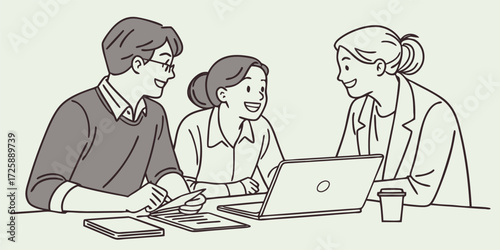 Friendly business meeting with smiling coworkers vector illustration