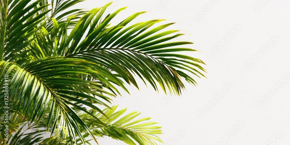 Fototapeta premium Lush palm fronds against a white background (4)
