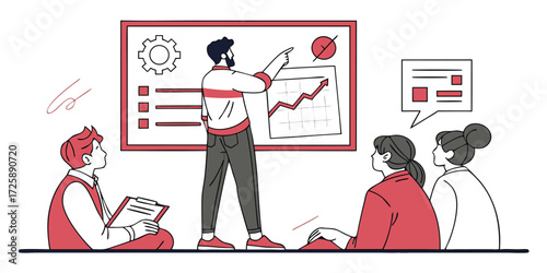 Business training session with presentation board illustration