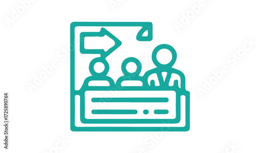 Teamwork and collaboration concept with people and arrow icon