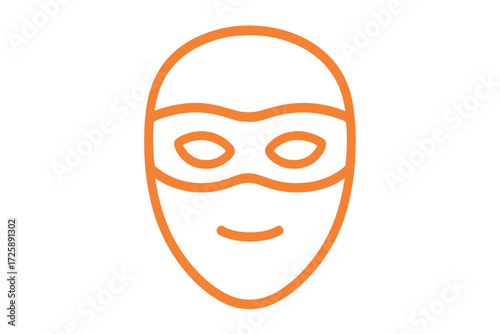 Orange mask icon representing a superhero or criminal character digital identity mask