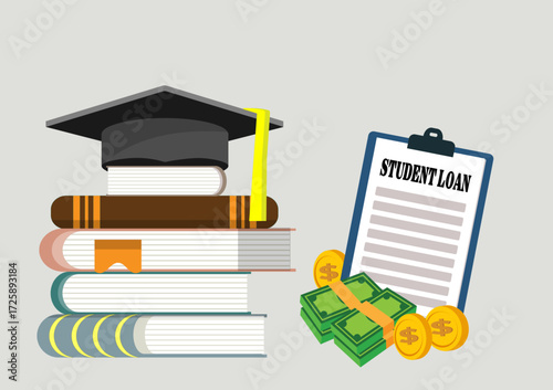 Education student loan, University and tuition fee, Vector illustration
