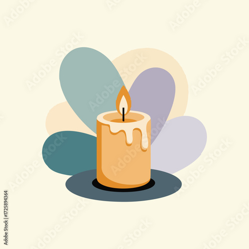 Vector illustration for International Day of Non-Violence featuring dove carrying olive branch, globe with floating hearts, candle of peace, and abstract geometric elements in solid colors.