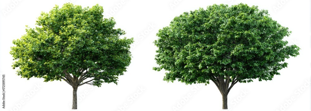 Fototapeta premium Two full green trees against a white background (1)