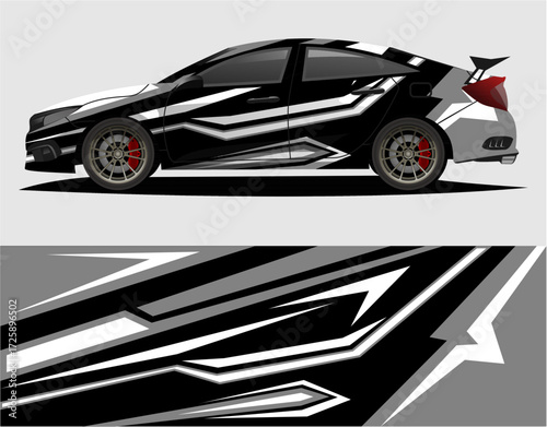 Car decal wrap design vector. Graphic abstract stripe racing background kit designs for vehicle, race car, rally, v12.eps