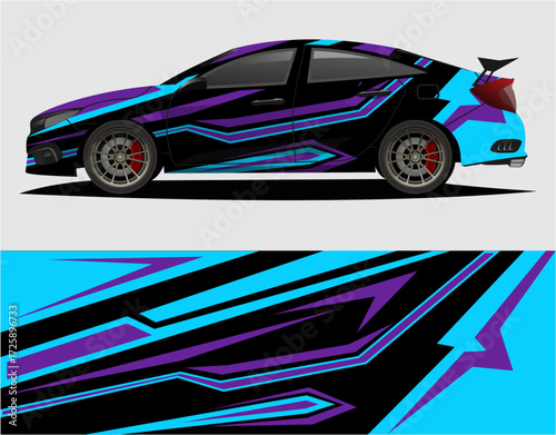 Car decal wrap design vector. Graphic abstract stripe racing background kit designs for vehicle, race car, rally, v14.eps