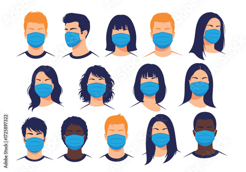 A Diverse Group of People Wearing Surgical Face Masks.
