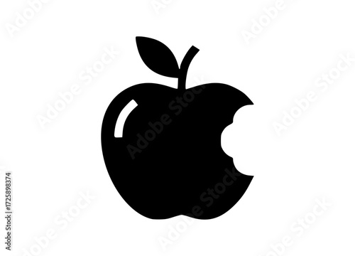 A simplistic, yet bold silhouette of a bitten apple