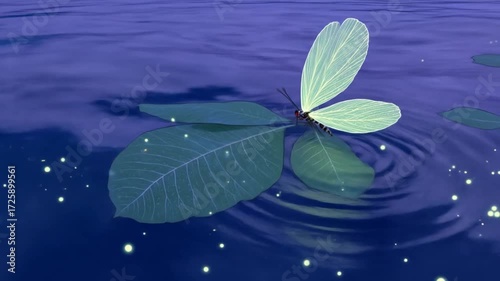 Gentle water insect on leaves