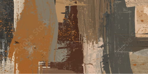 old brick wall with graffiti. Aged, textured brown brick wall with a rusty metal window and peeling paint graffiti provides a rough, weathered background surface. 