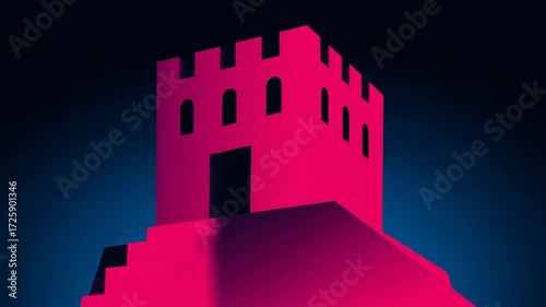 Digital pink castle illustration