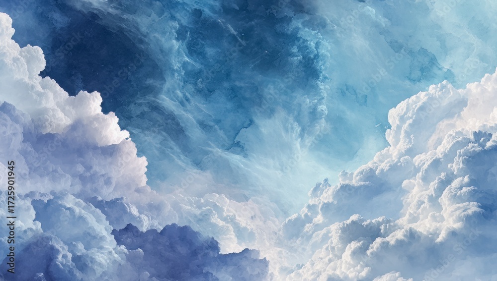 Fototapeta premium The sky is filled with clouds and the color is blue. The clouds are scattered throughout the sky. The sky is a beautiful