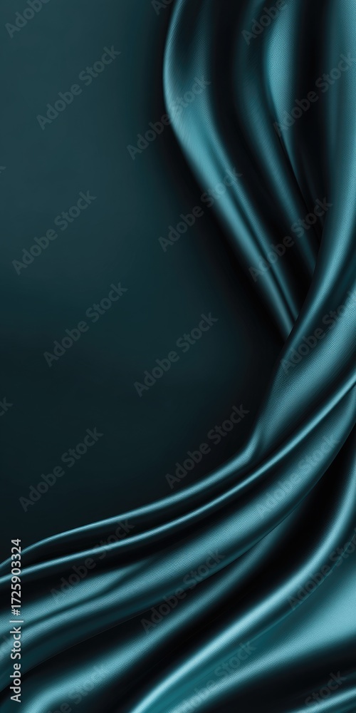 Obraz premium Fluid teal silk drapes elegantly, showcasing rich folds and smooth textures.