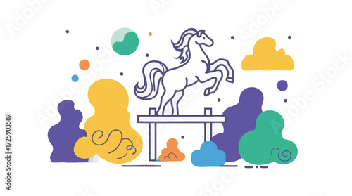 Colorful horse vector illustration for Chinese New Year of the horse celebration in modern abstract style