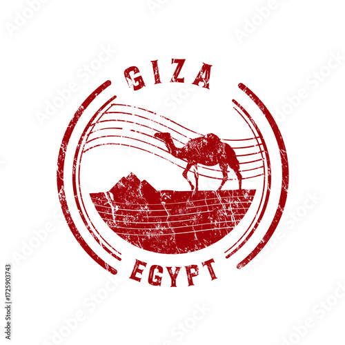 Giza Egypt camel pyramid rubber stamp 