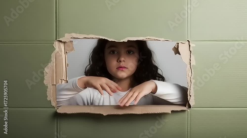 Young girl explores different expressions and gestures through playful indoor photoshoot as she