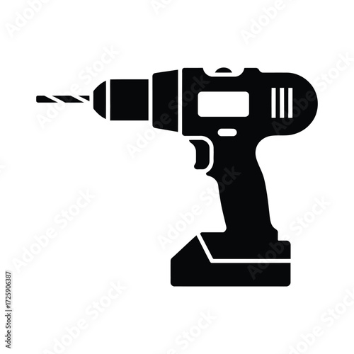 Black silhouette of a cordless power drill