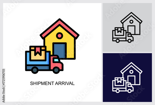 Shipment Arrival icon Multi Style Vector Illustration 