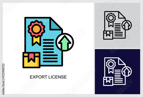 Export License icon Multi Style Vector Illustration 