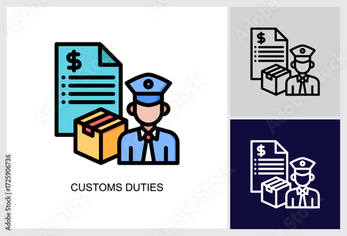 Customs Duties icon Multi Style Vector Illustration 