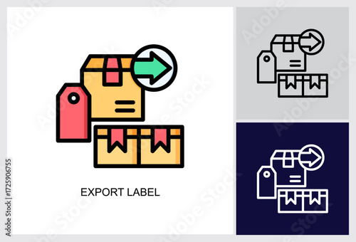 Export Label icon Multi Style Vector Illustration 