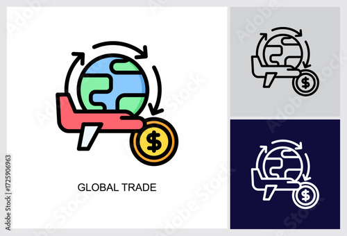 Global Trade icon Multi Style Vector Illustration 