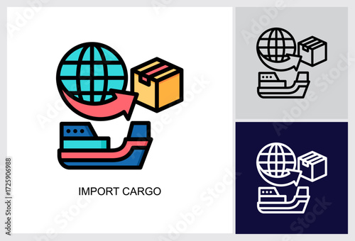 Import Cargo icon Multi Style Vector Illustration 