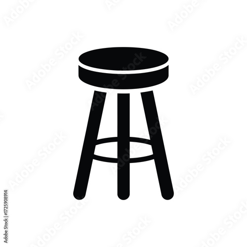 Simple black silhouette of a round top bar stool