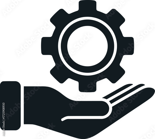 hand holding gear icon service support management vector illustration isolated  on white background