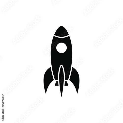Simple black silhouette of a rocket ship
