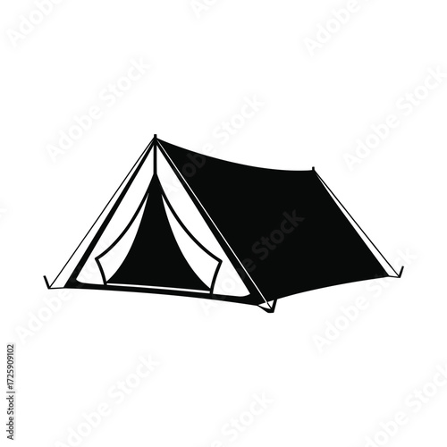 Simple black and white sketch of a camping tent