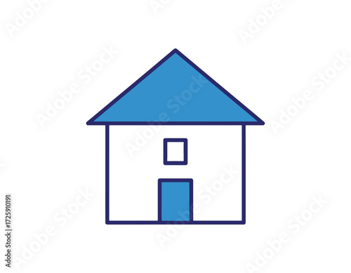 Simple blue house vector icon. A minimalist graphic illustration for real estate, property, and home concepts. Isolated design element for web and print