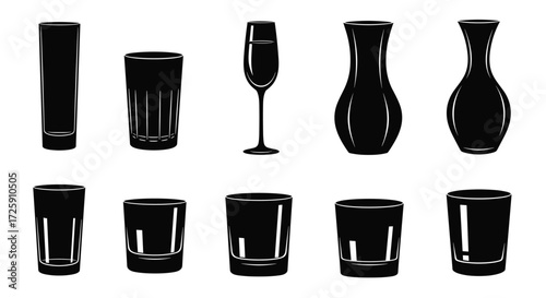 A collection of assorted glassware including vases and drinking vessels