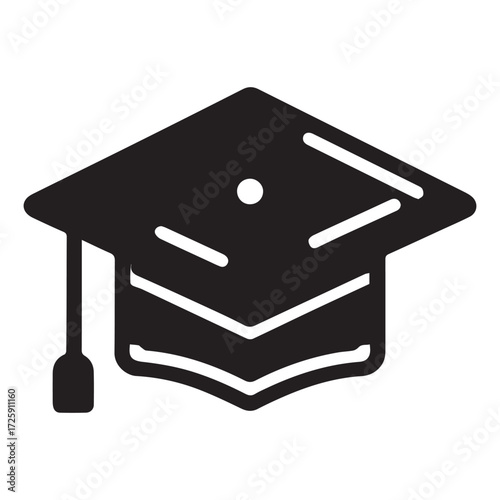 Flat Minimal Graduation Cap Icon – Education Vector Symbol