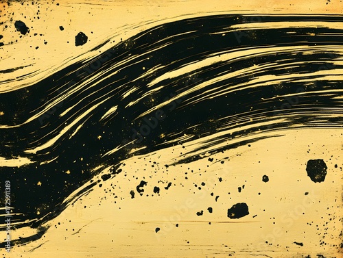 Abstract Gold Black Swirl Paint Texture Background
