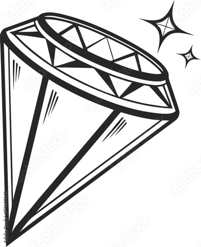 A simple black diamond silhouette vector illustration on a white backdrop