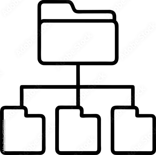 Simple outline icon depicting a folder file and network connection