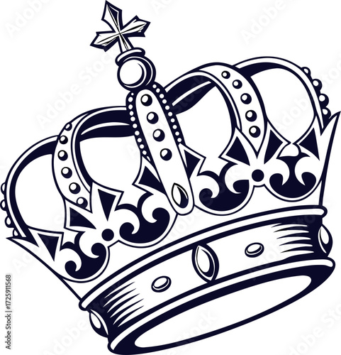 Detailed crown silhouette vector image isolated on a white background