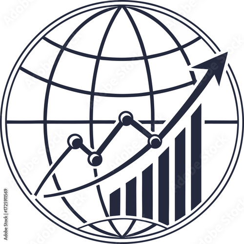 Silhouette of a global market icon on a white background