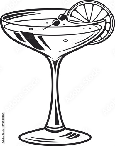 elegant cocktail glass silhouette vector graphic on a white background