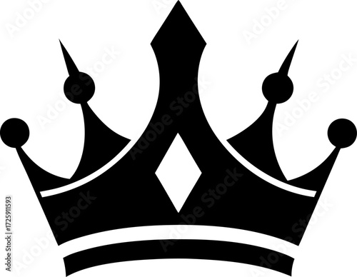 Detailed black crown silhouette vector illustration on a white background