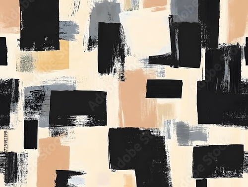 Abstract Beige Black Grey Brushstroke Painting Texture