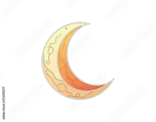 Whimsical Crescent Moon Vector Art Abstract Design with Celestial Flair, Perfect for Creative Projects